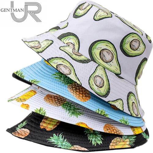 New Fashion Unisex Bucket Hats Summer Double-sided Wear Fruit Printing Women Cap Outdoor Sun Hat Men Classic Panama Bucket Hat