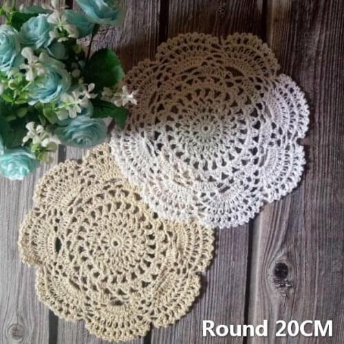 20 Round Vintage Cotton Handmade Crochet Tablecloth Lace Placemat Christmas Doily Dining Table Coaster Coffee Tea Mug Decor Pad