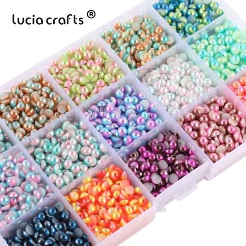 Lucia Crafts Acrylic Half Round Imitation Pearl Loose Beads Jewelry Crafts Garment Clothes Headwear Bags Hats Decor F0210