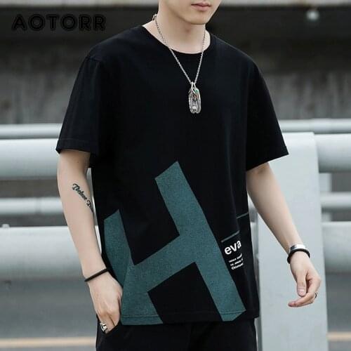Fashion Summer Men Short Sleeve T Shirt Hip-Hop Male O-neck Causal T-shirt Harajuku Tees Tops Shirts Cotton Mens Clothes 4XL