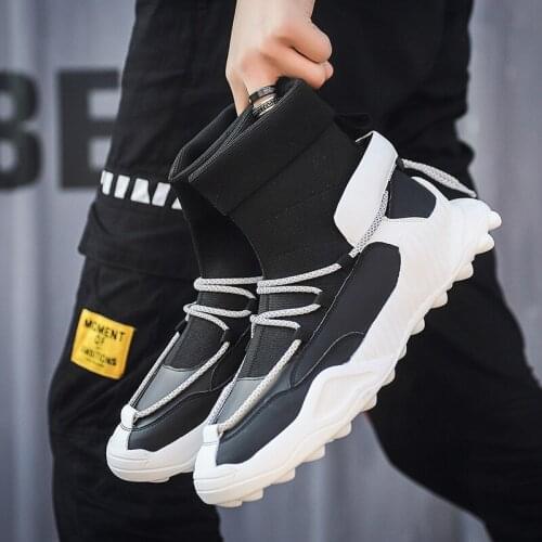 2019 Socks Boots Shoes Men Lightweight High Top Men Wedges Platform Sneakers Slip On Flats Shoes Man Vulcanized Shoes T3-55