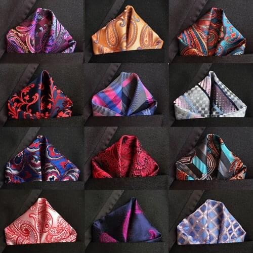 Luxury 25cm * 25cm Mens Silk Handkerchief Fashion Pocket Square Paisely Floral For Men Hanky ​​For Wedding Party Chest Towel