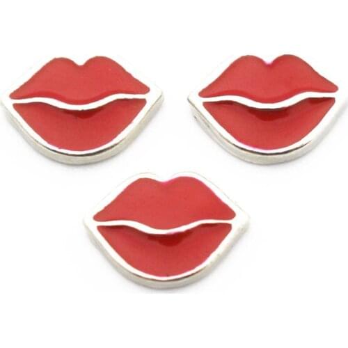 New Arrival 10pcs/lot Red lip floating charms Alloy charms living glass memory lockets diy Accessory jewelry