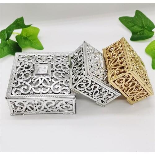 Gold Silver Plastic Hollow Cake Candy Box Gift Treat Box Packaging Wedding Party Event Supplies Jewelry Trinket Storage