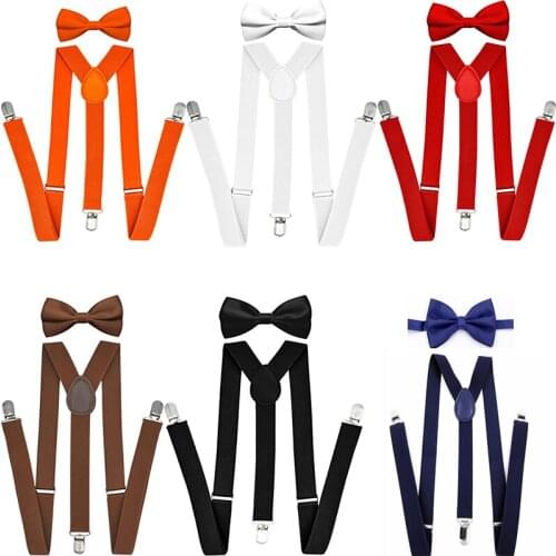 Halloween Medieval Cosplay Costume Accessory Suspenders For Men Women With Bow Tie Adjustable Size Elastic Y Shape Strong Clips