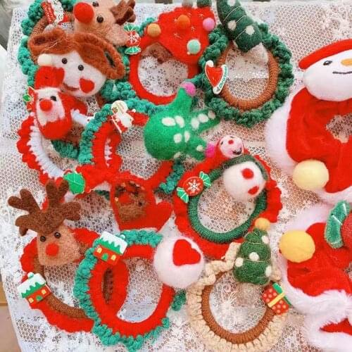 Christmas Series Christmas Reindeer Christmas Tree Hair Tie Hair Accessories Cartoon Knitted Gingerbread Man Headdress Hair Tie