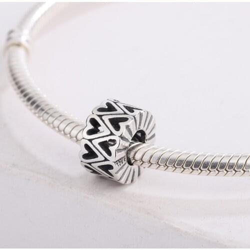 925 Sterling Silver Openwork Freehand Heart Spacer Pendant Charms Bracelet DIY Jewelry Making For Original Pandora