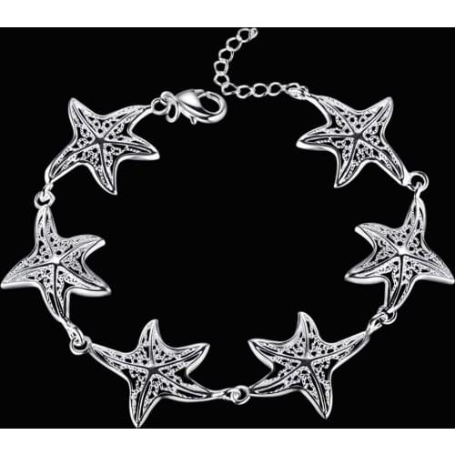 Special offer 925 Sterling Silver Bracelet for Women Charm starfish Chain Fashion Wedding Party Christmas Gift lady fine Jewelry