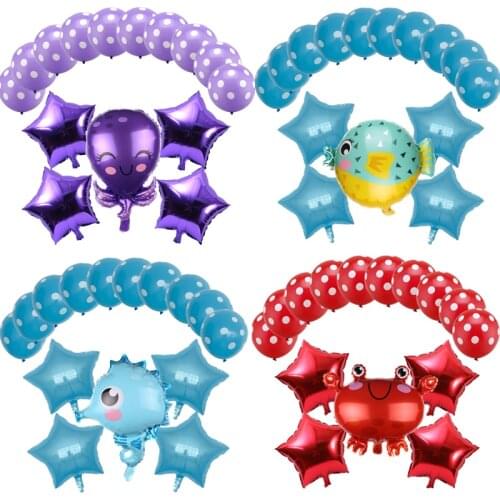 15pcs Ocean world Theme decoration sea animal foil balloons Birthday Party Anniversary Kids Birthday Favors Decor kid toys ball