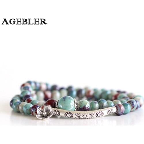 Ethnic Style High Quality Colorful Porcelain Beaded Bracelets Creative Handmade Ceramic Bracelet Double Exquisite Jewelry Women