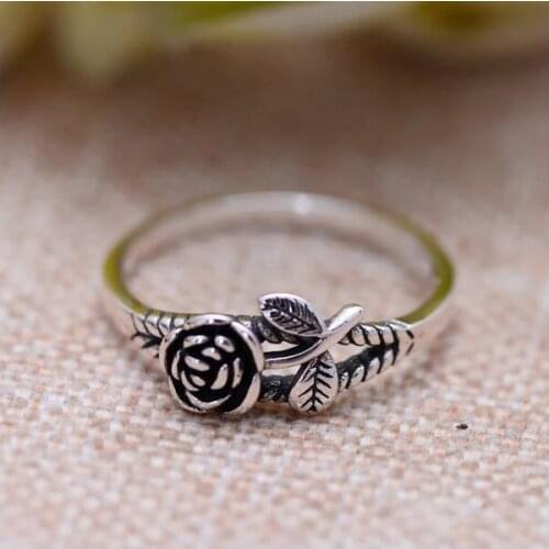 Black silver jewelry wholesale real silver jewelry silver retro exquisite flowers female ring