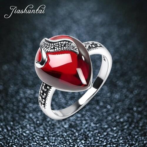 JIASHUNTAI Retro Thai Silver Rings Vintage 925 Sterling Silver Jewelry For Women