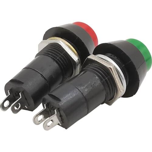 1Piece Red Green Plastic 2 Pin PBS-11A Self-locking Switch Push Button Switches 12mm Mounting Holes 3A 250V