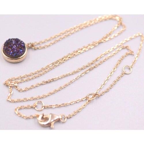 1PCS Real Silver 925 Necklace For Women 2020 Female Girl Gold Plated Diamond Round Shine Pendant Cable Chain 40-45cmL Lucky Gift