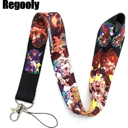 10pcs Toilet-Bound Hanako kun Lanyard Keys Phone Holder Funny Neck Strap With Keyring ID Card DIY Animal webbings ribbons Hang