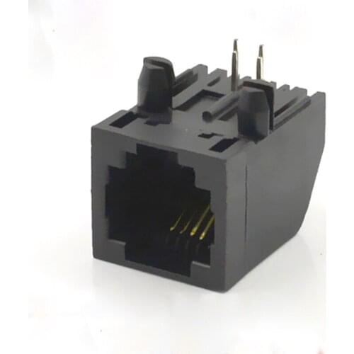 100pcs RJ11 Connector Cable Adapter Communication Interface Telecommunications Socket 5722-6p4c Tail Oblique Type Black Plastic