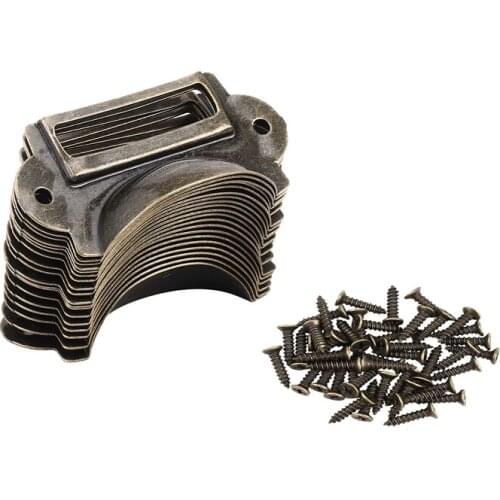 20PCS File Name Card File Cabinet Handles Label Holder Antique Bronze Drawer Label Pull Cabinet Frame Handle File Name