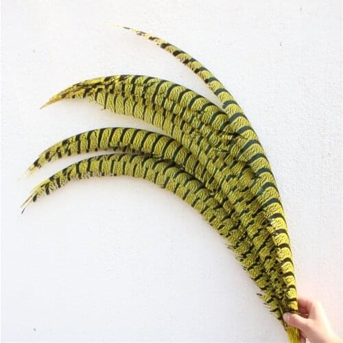 32-36inch/80-90CM Yellow Lady Amherst Pheasant Tail Feathers For Crafts Carnival Stage Performance Phesant Feathers Plumes