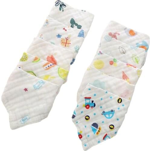 5 Pcs/Set Baby Muslin Gauze Bib Bandana Infant Toddler Feeding Saliva Towel Burp Cloths Newborn Shower Gifts