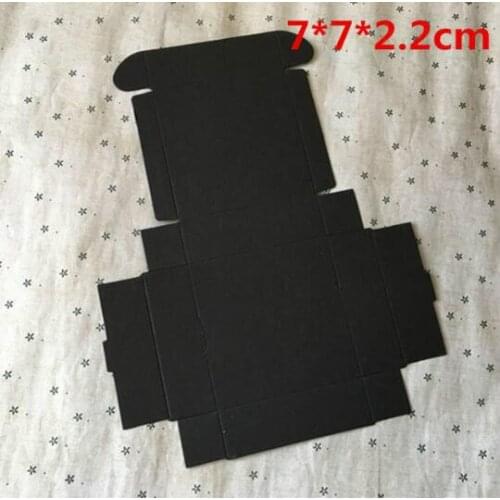 50pcs 7*7*2.2cm Small Blank Black Paper Box Black Cardboard Paper Gift Packaging Box Handmade Wedding Paper Boxes