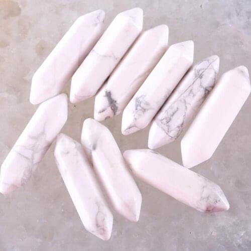 8x32MM Natural Stones White Howlite Hexagonal Healing Pointed Reiki Chakra No Drilling Hole Beads Fit Pendant 5Pcs K401
