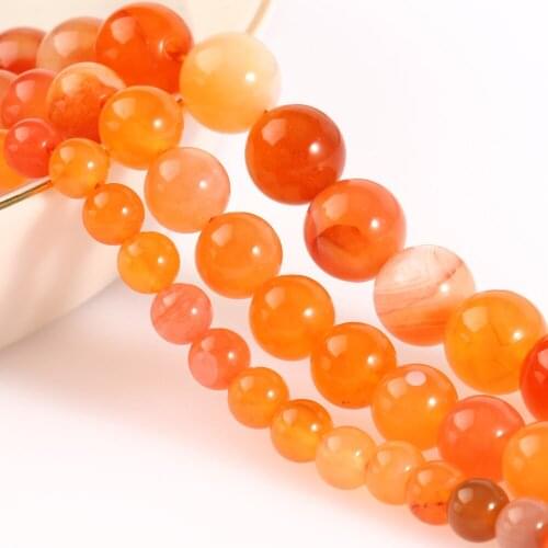 Orange Botswana Sardonyx Agates beads Natural Stone Beads Smooth Striped Round loose beads 7.5'' For Jewelry Making Diy Bracelet