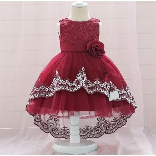 Trailing Newborn Christening Princess Toddler Birthday Party Children Baptism Baby Girl Clothes Summer Dresses Vestidos 1 Year