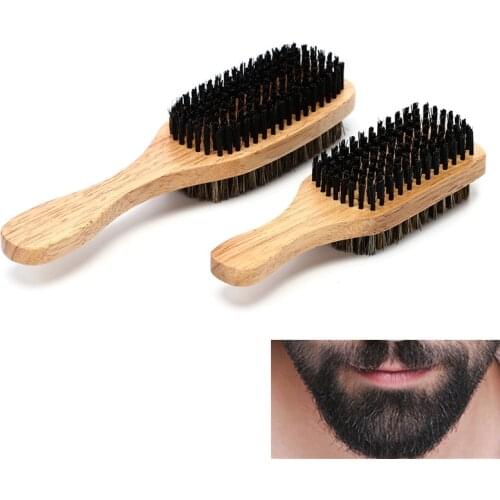 Double-sided Facial Hair Brush Mens Beard Brush Male Mustache Brush Solid 3 Sizes Shaving Tool Wooden Handle Shaving Comb