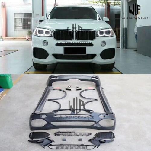 F15 FRP Unpainted Car Body Kit Front Rear Bumper Round Eyebrows Side Skirts For BMW F15 X5 M-TECH Style 2015