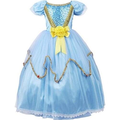 FINDPITAYA Halloween Make up Party Princess GrayGirl Dress Outfits for Girls Lace Trim Puff Sleeve Kids Pageant Dance Dresses