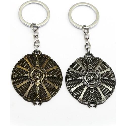 God of War 4 Kratos Keychain Exquisite Guardian Shield Pendants Keyring Two Colors Big Size For Men Car Jewelry