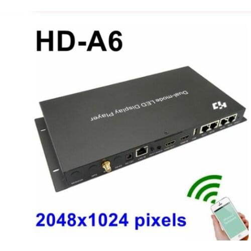 HD-A6 dual mode USB+ wifi Full Color asynchronous led screen player 2048x1024pixels sync seinding card wifi video led controller