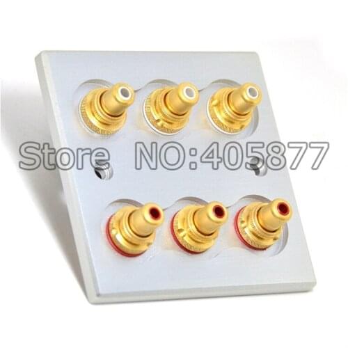 Hi-End Home theater gold plated 6ways Wall RCA Socket hifi rca jack socket
