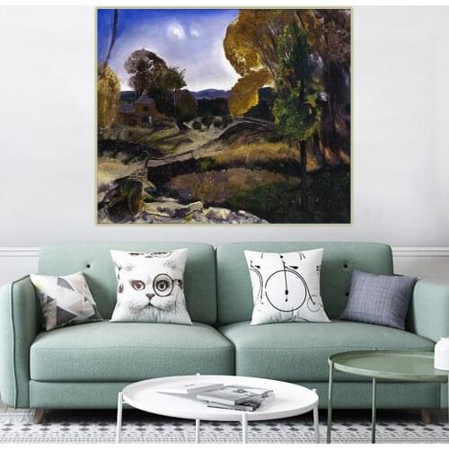 Citon George Bellows《Little Bridge Woodstock》Canvas Art Oil Painting Artwork Poster Picture Wall Decor Modern Home Decoration