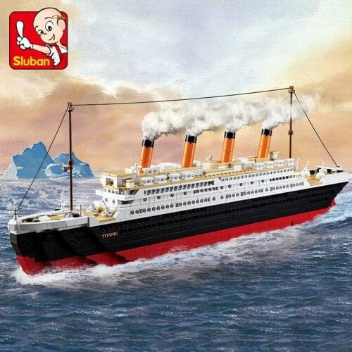Sluban 0577 Building Blocks RMS compatible Titanic Cruise Ship Set 3d Boat model kits Creator Bricks For Kids Toy Christmas Gift