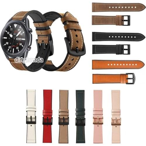 Leather Watch Band Strap for Samsung Galaxy Watch3 41mm 45mm Smart Watch Correa Wrist Bracelet for Watch 42mm 46mm Gear S3 strap