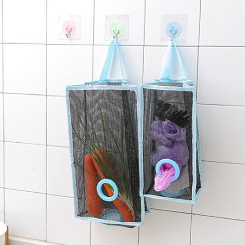 Creative Fashion hanging breathable plastic grid garbage bag socks sundries storage organizers kitchen bathroom storage bag