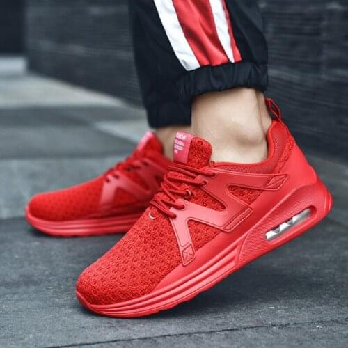 Fashion Men Lightweight Breathable Casual Shoes Mesh Air Cushion Lace-up Leisure Sneakers Male Outdoor Non-slip Flats Big Size