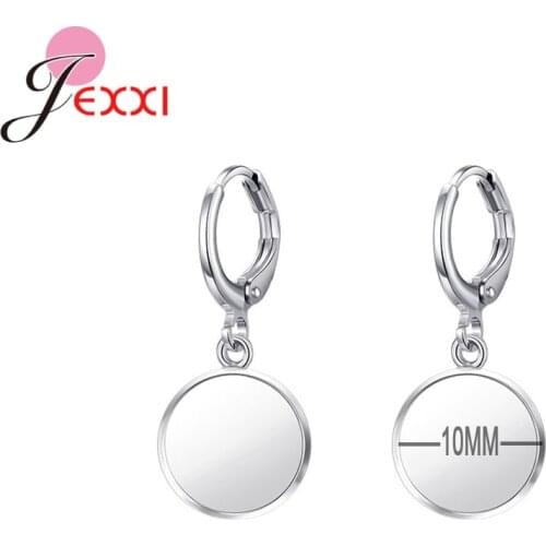 Wholesale 10 Pcs 925 Sterling Silver Jewelry Findings Earring Components Round Plate For 10-25MM Stones Handmade DIY