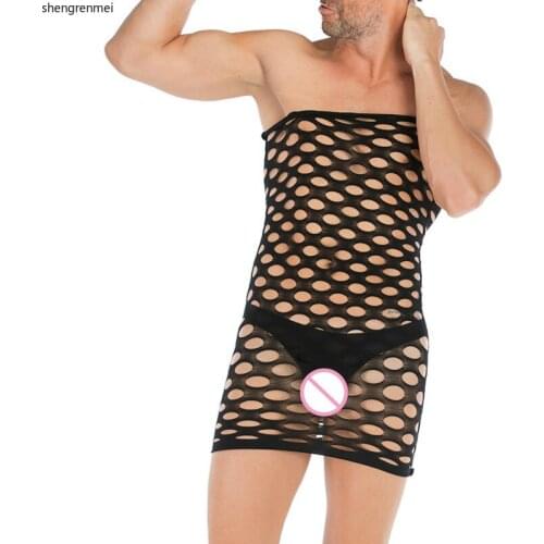 Gay Sissy Mini Dress Sexy Lingerie Shengrenmei Gentleman Sleepwear Exotic Apparel Hollow Out Nightwear Nightdress Male Underwear