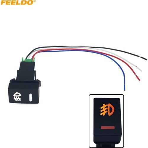 MOTOBOTS Car Fog Lights Switch 5Pin On-Off Button with Cable For Honda Fit City Auto Work Light Switch Wire #HQ6135