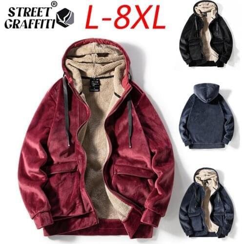 2021 Autumn Winter Men Jackets Warm Fleece Coat Lambswool Hot Sale Vestes New Fashion Cotton Casual Loose Size 8XL Jacket Men