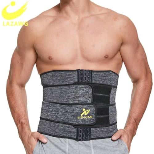LAZAWG Mens Waist Trainer Belt Neoprene Slimming Body Shaper Corsets Burner Workout Tummy Trimmer Weight Loss Modeling Strap