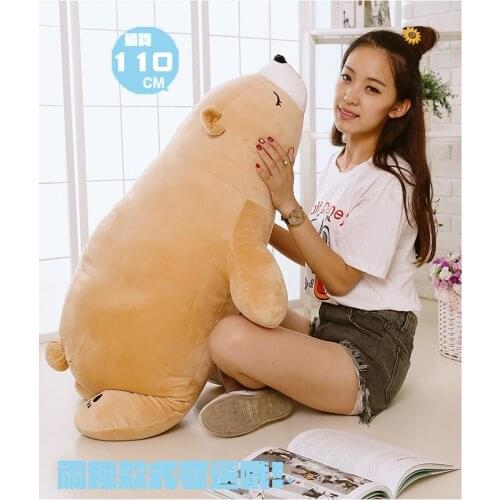 Stuffed plush toy huge 110cm cartoon prone brown polar bear plush toy soft throw pillow birthday gift b0485