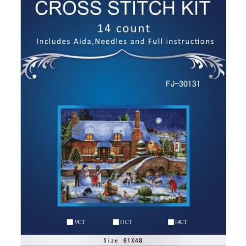 Christmas night Counted Cross Stitch 14CT Cross Stitch Sets Wholesale cartoon Cross-stitch Kits Embroidery Needlework