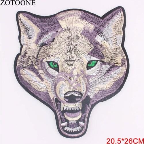 ZOTOON Big Wolf 20.5*26CM Head Patch for Clothing Iron on Sew-on Embroidered Patch Applique for jacket DIY Apparel Accessories C