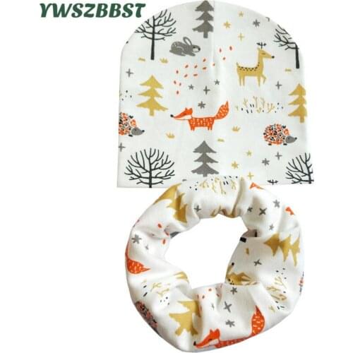 New Fashion Baby Hat Spring Autumn Cotton Girls Boys Hat Scarf Set Winter Children Beanies Caps Kids Scarf Infant Hat Baby Cap