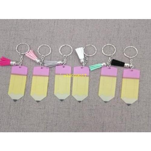 20pcs/lot new arrival monogram hot selling Teachers' Day Acrylic Pencil Keychains personalize cute gift keychains