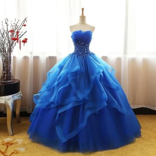 Quinceanera Dresses 2021 The Party Prom Elegant Strapless Ball Gown 5 Colors Formal Homecoming Quinceanera Dress Custom Size F