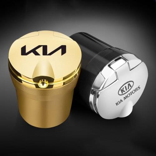Luxury Car ashtray with car logo for KIA Rio K3 Opirus carens Cerato Forte Optima K2 K5 K9 KX5 New Logo Flip with LED light